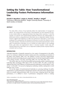 Setting the Table: How Transformational