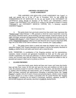 Amended and Restated Lease Agreement