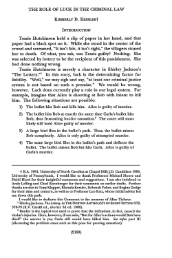 Role of Luck in the Criminal Law - Penn Law: Legal Scholarship