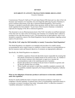SUITABILITY IN ANNUITY TRANSACTION MODEL REGULATION