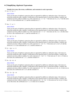 4-2 Simplifying Algebraic Expressions