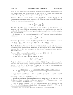Ch 2.3 Differentiation Formulas