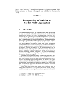 Incorporating a Charitable or Not-for-Profit Organization