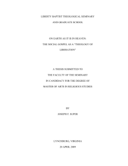 On Earth as it is in Heaven: The Social Gospel as a