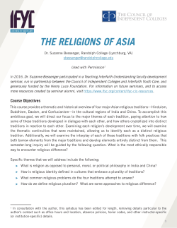 THE RELIGIONS OF ASIA - Interfaith Youth Core