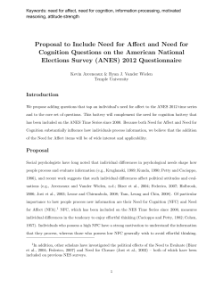 Proposal to Include Need for Affect and Need for Cognition