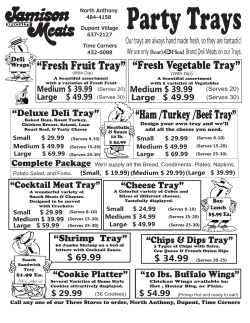 Party Tray Information