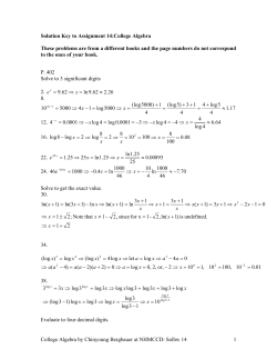 Solution Key to Homework #9:College Algebra