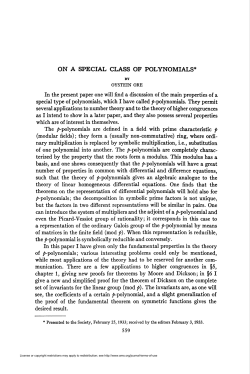 on a special class of polynomials