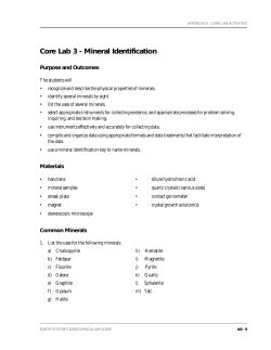 Core Lab 3 - Mineral Identification