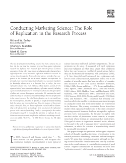 Conducting Marketing Science: The Role of Replication