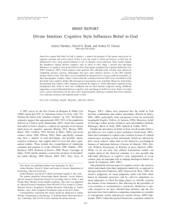 Divine Intuition: Cognitive Style Influences Belief in God