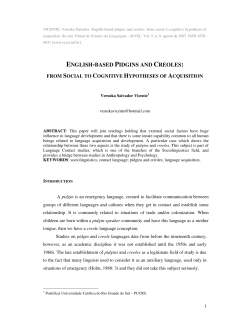 ENGLISH BASED PIDGINS AND CREOLES
