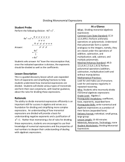 Dividing Mononomial Expressions Student Probe Lesson
