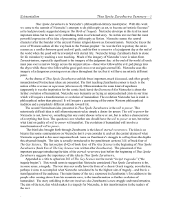 Existentialism Thus Spoke Zarathustra Summary&mdash;1