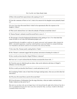 The Crucible Act I Quiz-Study Guide 1.What is