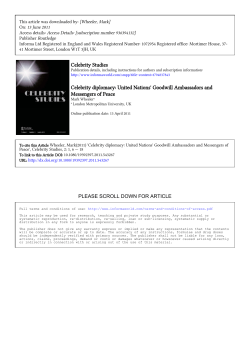 Celebrity Studies Celebrity diplomacy