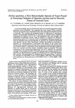 Pichia opuntiae, a New Heterothallic Species of Yeast Found in