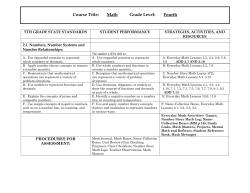 Course Title: Math Grade Level: Fourth