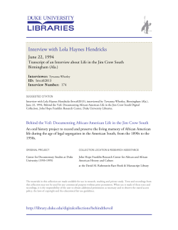 Interview with Lola Haynes Hendricks