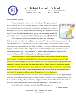 4th Grade Summer Assignments and Welcome Letter