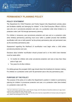 Permanency planning policy - Department for Child Protection