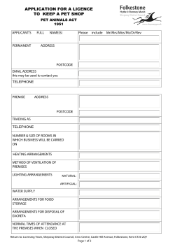 Application for a pet shop licence