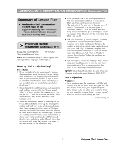 Summary of Lesson Plan