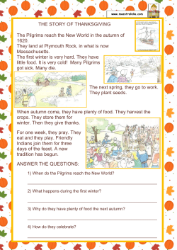 THE STORY OF THANKSGIVING The Pilgrims reach the New World
