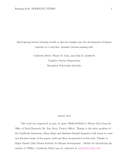 Running head: MODELING TETRIS 1 Interrogating feature learning