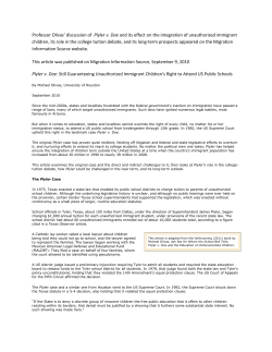 Professor Olivas` discussion of Plyler v. Doe and its