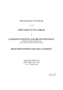 first high level forum learning sciences and brain research