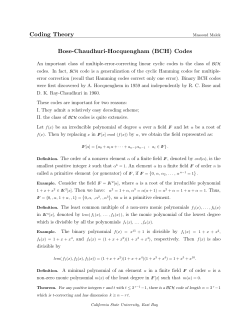 Coding Theory Bose-Chaudhuri