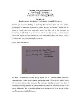 Chemical Reaction Engineering II Prof. Ganesh Vishwanthan