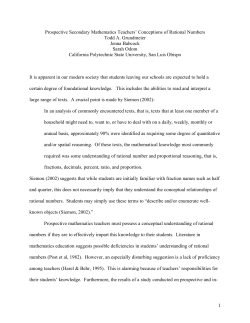 1 Prospective Secondary Mathematics Teachers` Conceptions of