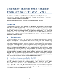 Cost benefit analysis of the Mongolian Potato Project (MPP), 2004