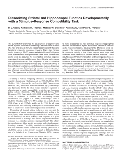 Dissociating Striatal and Hippocampal Function Developmentally