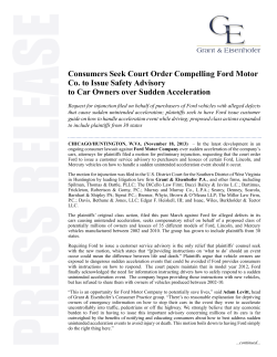 Consumers Seek Court Order Compelling Ford Motor Co. to Issue