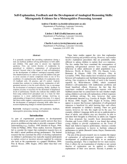 Self-Explanation, Feedback and the Development of Analogical