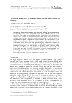 Classroom dialogue - Michigan State University