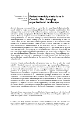 Federal-municipal relations in Canada: The changing