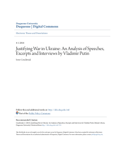 An Analysis of Speeches, Excerpts and Interviews by Vladimir Putin