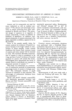 COULOMETRIC DETERMINATION OF ARSENIC IN URINE Arsenic