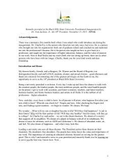 Inauguration Remarks - Black Hills State University