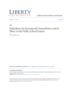 Federalism, the Seventeenth Amendment, and its Effect on the