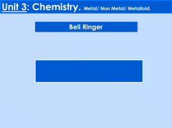 Unit 3: Chemistry. Metal/ Non Metal