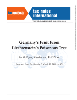 Germany,s Fruit From Liechtenstein,s Poisonous Tree