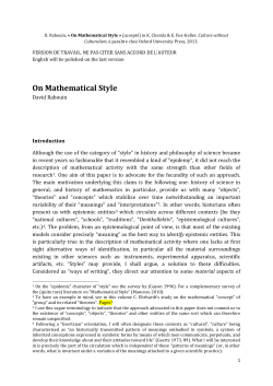 On Mathematical Style