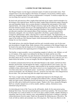I. EFFECTS OF THE MONGOLS