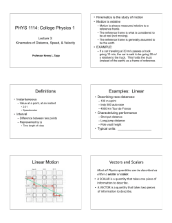 PHYS 1114: College Physics 1 Definitions Examples